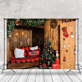Lofaris Kabine Festlich Kranz Holz Sofa Weihnachten Hintergrund